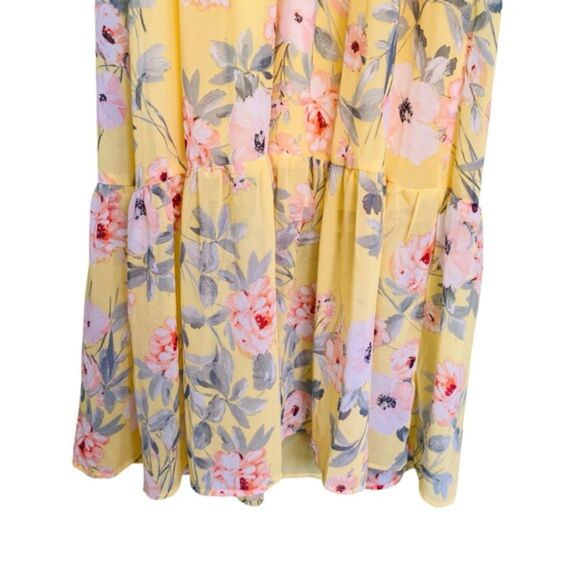 Luxology Floral Overlay V-neckline Flowy Maxi Dress Romantic Summer Size Small - Picture 3 of 12